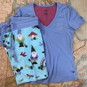 Nick & Nora Gnome print knit pajamas
